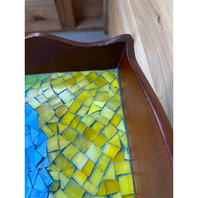 Wood Stained Glass Mosaic Parrot Tray For Sale - Image 7 of 11