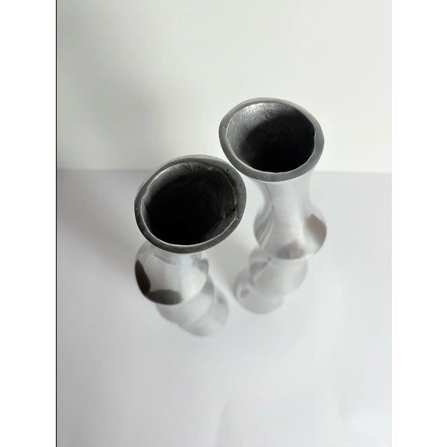 Vintage Cast Aluminum Sculptural Vases, 1970s, Set of 2 For Sale - Image 4 of 6