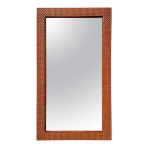 French Modern Style Woven Rattan Rectangular Floor /Full Length Mirror