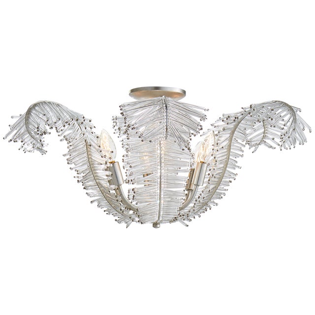 Niermann Weeks for Visual Comfort Signature Calais Large Semi-Flush in Burnished Silver Leaf For Sale