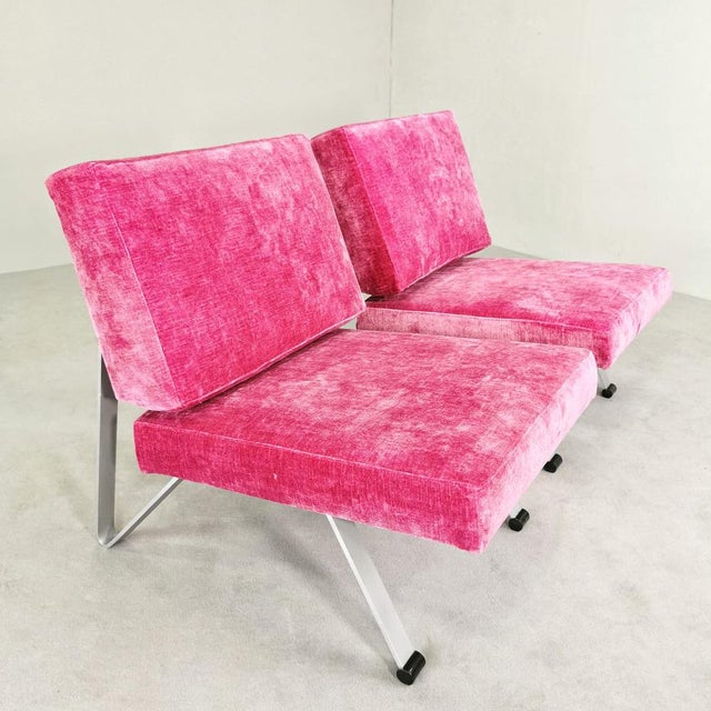 1960s Set of Vintage Armchairs in Fuchsia Velvet, 1960s For Sale - Image 5 of 14