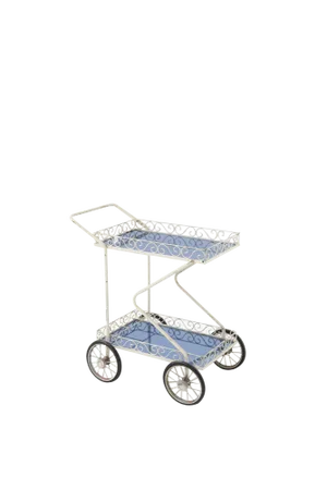 Blue Glass Trolley in Painted Iron from Fontana Arte, 1950s