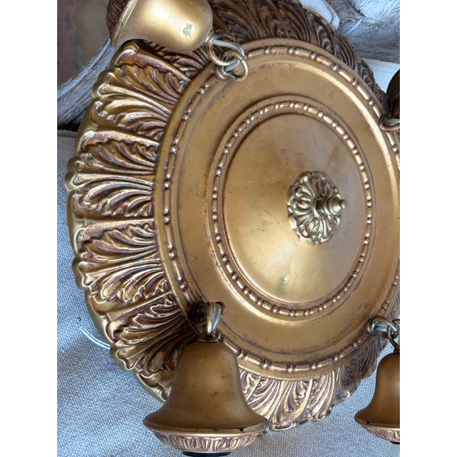 Gold Brandt Lighting Gold Gilt Four-Light Pan Ceiling Mount Light 1910 For Sale - Image 8 of 9