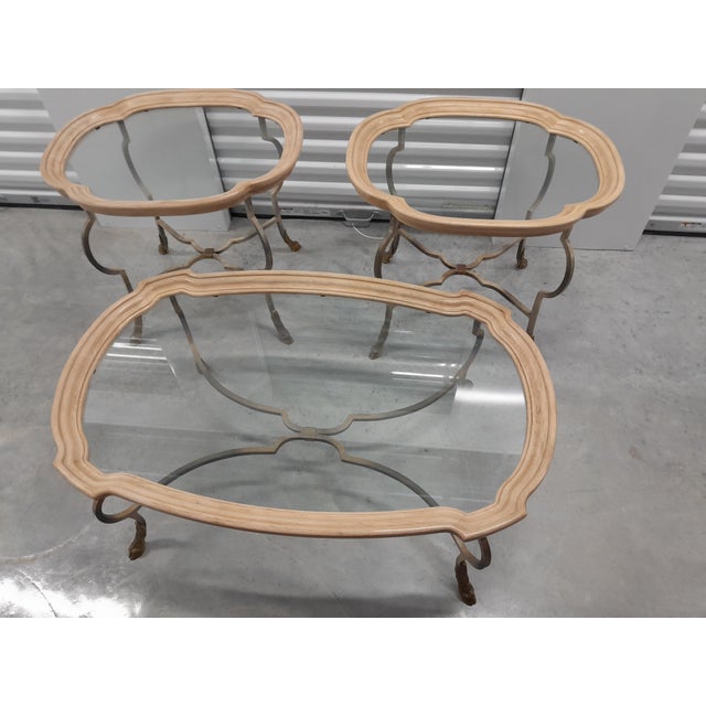 Set of 3 Glass-Top Drexel Heritage Occasional Tables For Sale - Image 12 of 12