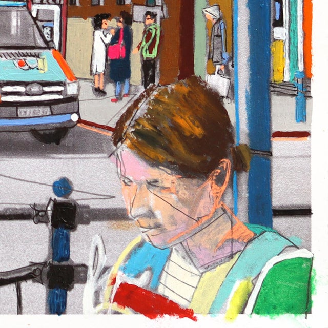 Stoke Newington, London - Original Contemporary Cityscape Mixed Media Painting on Paper by Fabio Coruzzi For Sale In Los Angeles - Image 6 of 7