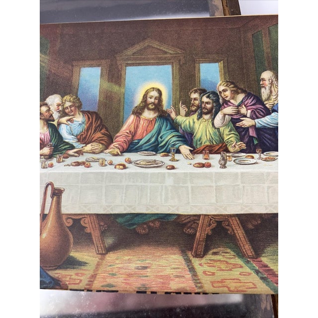 VTG Brunozetti Last Supper Trifold Wood Mirror Frame Art Religious Picture For Sale - Image 12 of 12