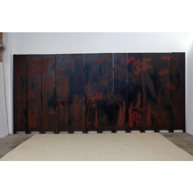 Chinese Export Twelve Panel Coromandel Style Screen For Sale - Image 11 of 13