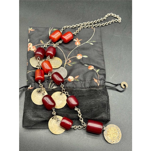 Antique Turkish Faturan Cherry Bakelite Coin Charm Necklace For Sale - Image 14 of 16