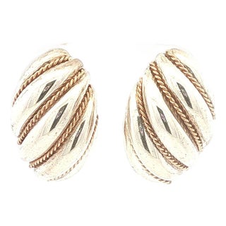 Late 20th Pair of Tiffany & Co Sterling and 14k Gold Shrimp Earrings For Sale