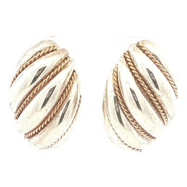 Late 20th Pair of Tiffany & Co Sterling and 14k Gold Shrimp Earrings For Sale