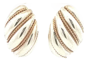 Late 20th Pair of Tiffany & Co Sterling and 14k Gold Shrimp Earrings