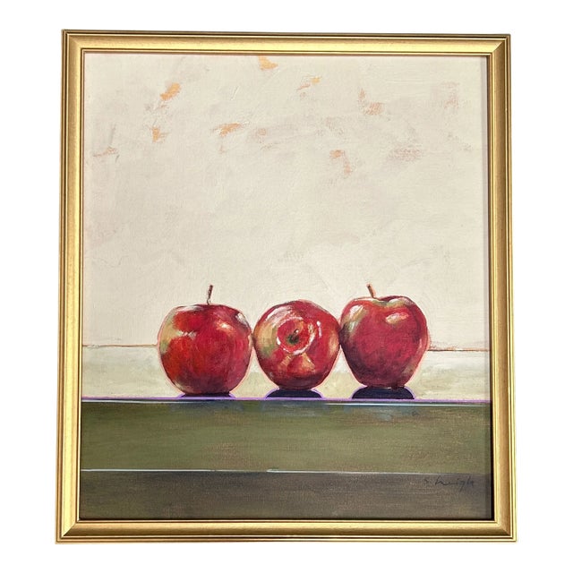 Contemporary Original Still Life Painting by Stephen Heigh “Apples on a Counter” For Sale