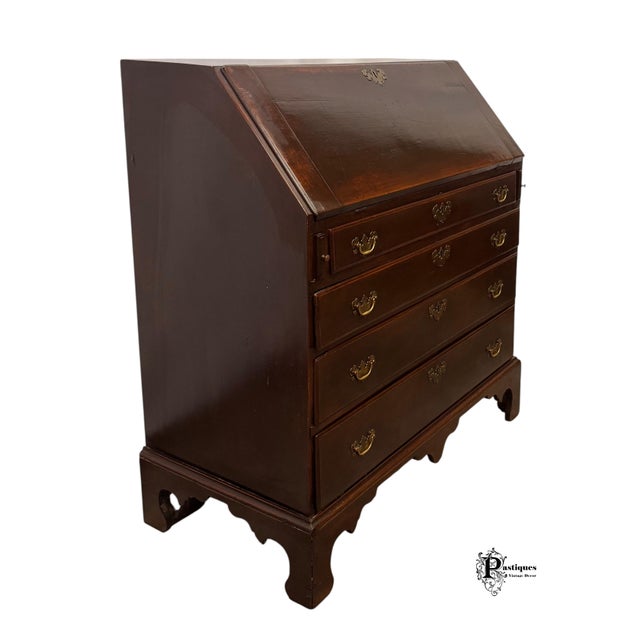 Antique Chippendale Style Mahogany Secretary Desk For Sale - Image 9 of 11