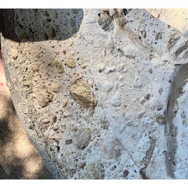 Spanish Revival 1980s Sculptural Carved Limestone Spiral Pedestal Table Base With Star Motif For Sale - Image 3 of 6