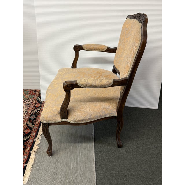 Traditional Ornate Carved Wood Armchair, Vintage For Sale In San Francisco - Image 6 of 12