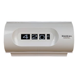 Vintage Space Age White #451 Digital Clock Roll from Sankyo, Japan, 1970s For Sale