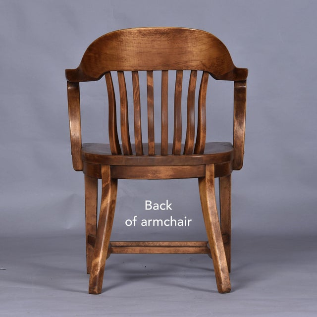 Group of 3 Solid Wood Bankers or Library Chairs Early 20th Century For Sale - Image 11 of 16