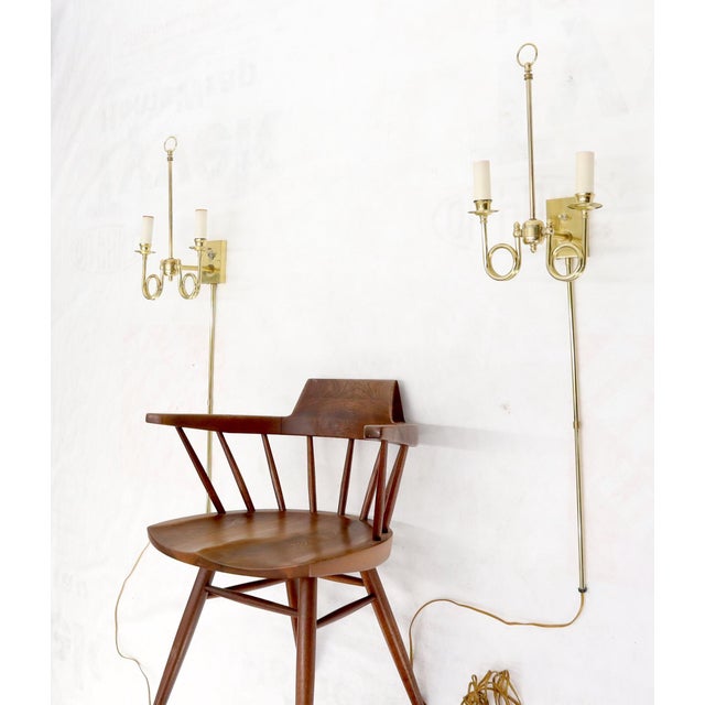 Pair of Twisted Brass Tube Trumpet Shape Sconces For Sale - Image 9 of 14