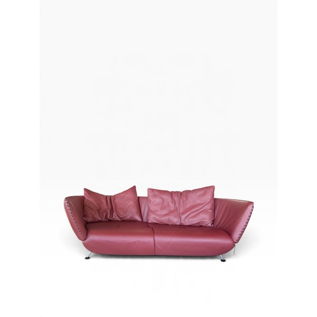 Vintage DS-102 Red Leather Sofa with Ottomans from de Sede, 1990s, Set of 4 For Sale - Image 9 of 9