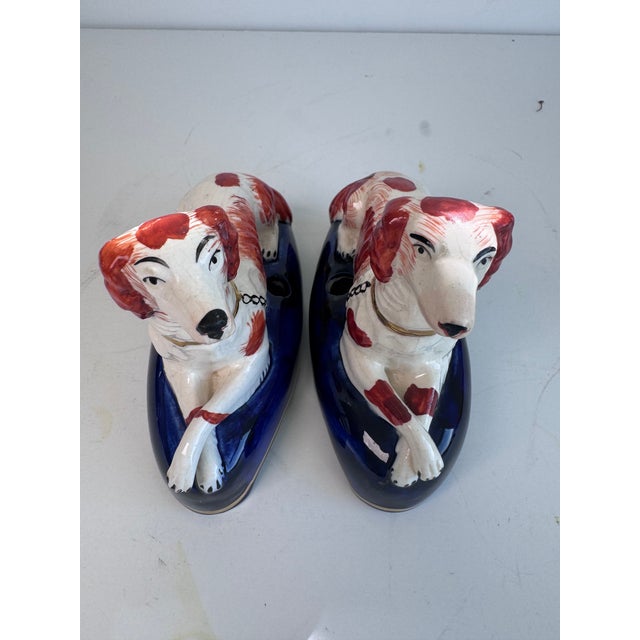 Victorian Late 19th Century Staffordshire Dogs Pen Holder, a Pair For Sale - Image 3 of 10