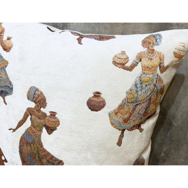 Modern African Pottery Women Jacquard Cushion Cover For Sale - Image 3 of 11