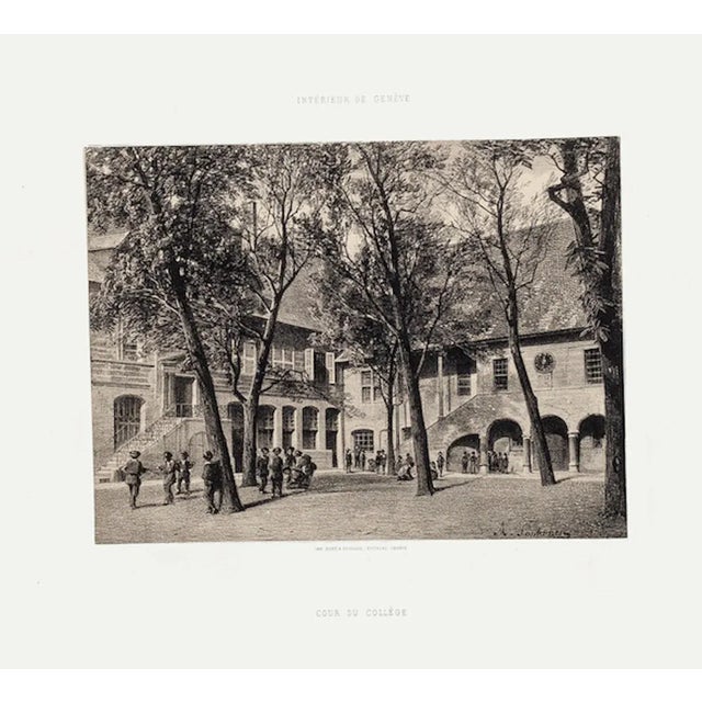 Geneva, Cour Du Collège - Lithograph by A. Fontanesi - 1854 1854 For Sale - Image 3 of 3
