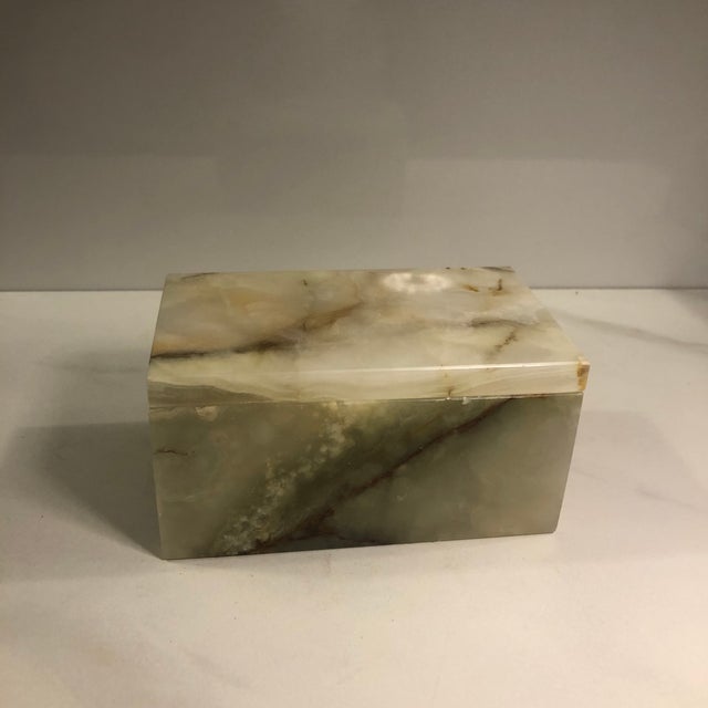 Stone 1950s Italian Alabaster Sage Green Lidded Box For Sale - Image 7 of 11