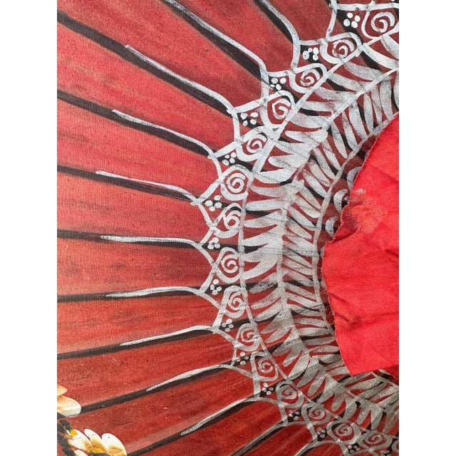 Vintage Asian Paper Umbrella Parasol For Sale - Image 10 of 12