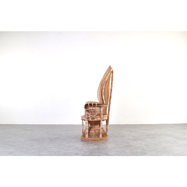 Wood Mid-Century Modern Wicker Peacock Emmanuelle Chair from Kok Maison, 1970s For Sale - Image 7 of 16