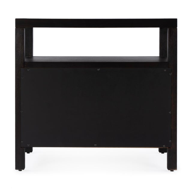 Nora 28 in. W Rectangular 2 Drawer Wide Nightstand with Open Shelf, Antique Coffee For Sale - Image 9 of 11