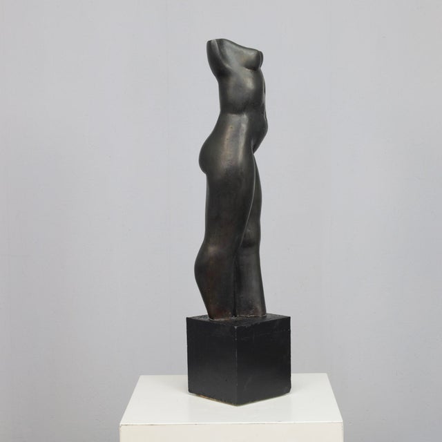 Black Francine Govers, Nude Female Torso, 1990s, Bronze & Stone For Sale - Image 8 of 12
