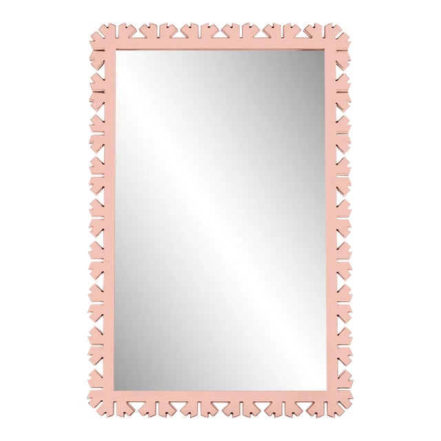 Fleur Home Audubon Bamboo Sticks Rectangle Mirror in Salmon Berry, 31.5x39 For Sale