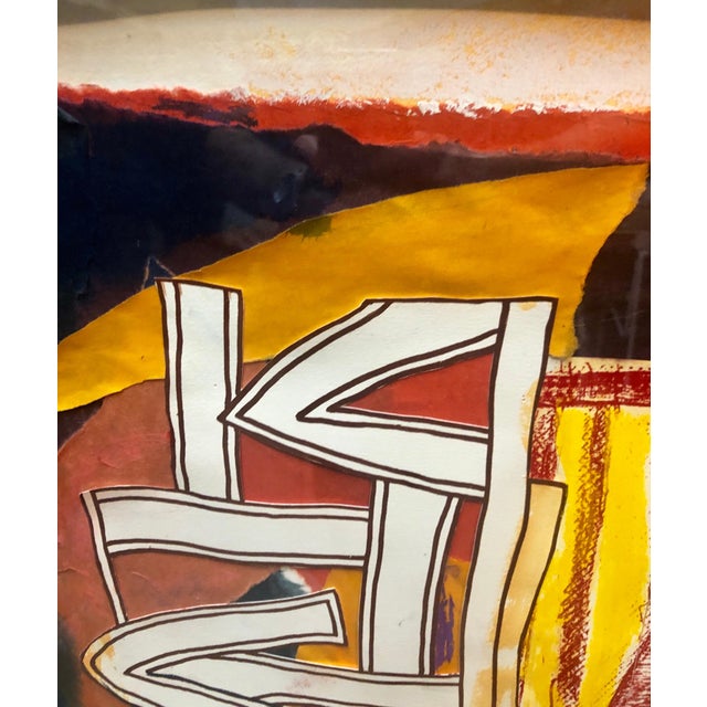 Sculpture Materials Terence La Noue, Huge Abstract Modernist "August Series" Mixed Media Monotype Colorful Painting, 1990 For Sale - Image 7 of 12