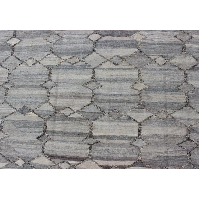 Hand-Woven Kilim Rug by Keivan Woven Arts, Modern Wool Design 7'9 X 9'9 For Sale In Atlanta - Image 6 of 9