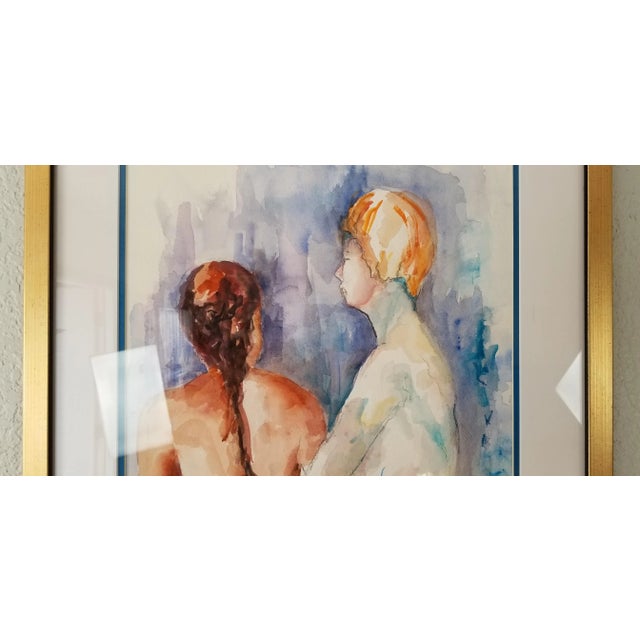Marcia Walpert " Women Meditating " Figurative Watercolor Painting For Sale - Image 10 of 13
