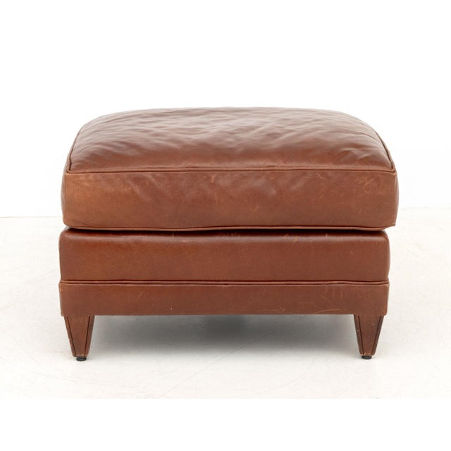 Ralph Lauren Leather Club Armchair & Ottoman For Sale - Image 9 of 12