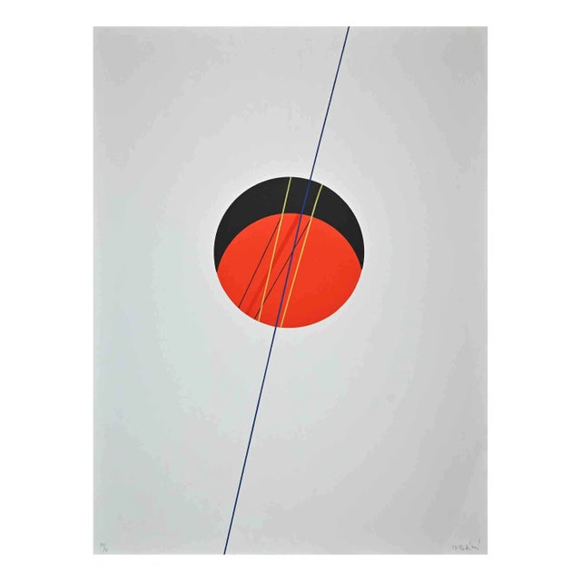 Lorenzo Indrimi, Red Ball, Original Lithograph, 1970 For Sale