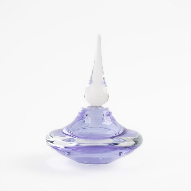 Vintage Light Purple Glass Perfume Bottle With Clear Stopper For Sale - Image 4 of 12