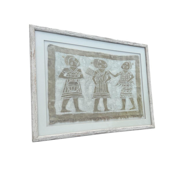 This is a vintage African Korhogo mud cloth painting, created by the Senufo people of the Ivory Coast. The textile is...