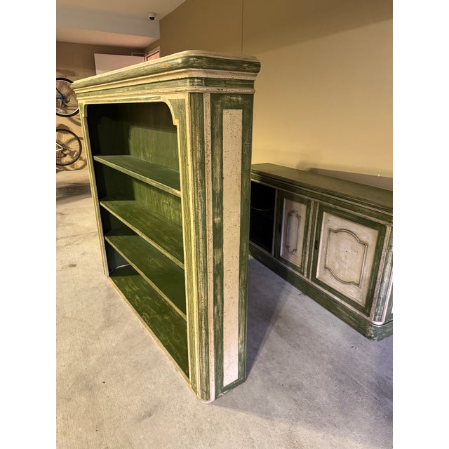 French 1940s French Painted Bibliotheque Bookcase Cabinet For Sale - Image 3 of 4