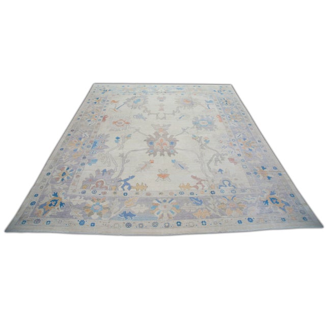 Early 21st Century Square Modern Turkish Oushak Rug 11'4" X 12'11" For Sale - Image 5 of 6