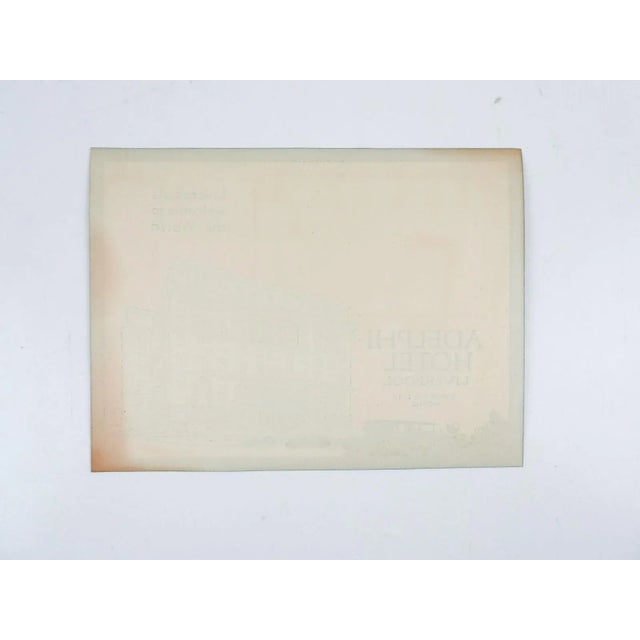 Circa 1928 vintage luggage label from the Adelphi Hotel in Liverpool England. Unframed, unused, age toning.