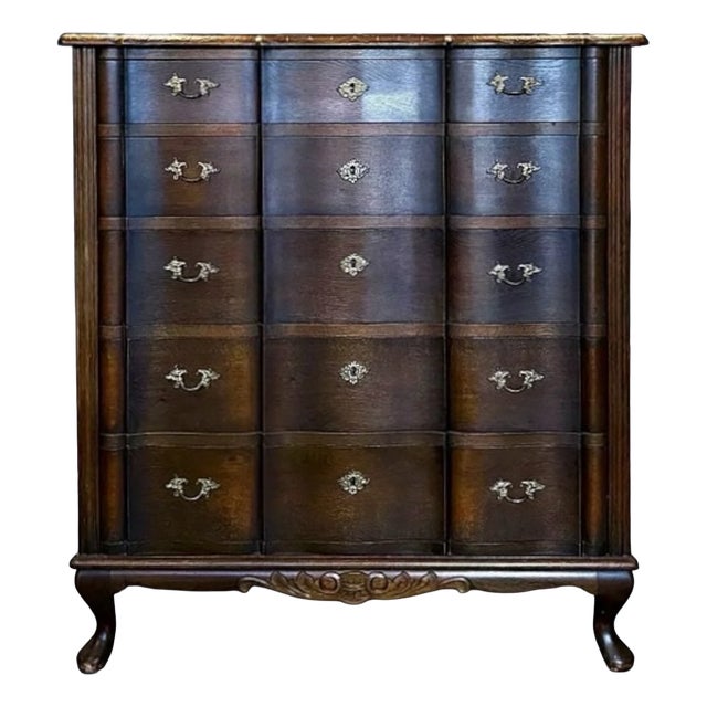 Bow-Front Chest of Drawers, Northern Europe, 1940s For Sale
