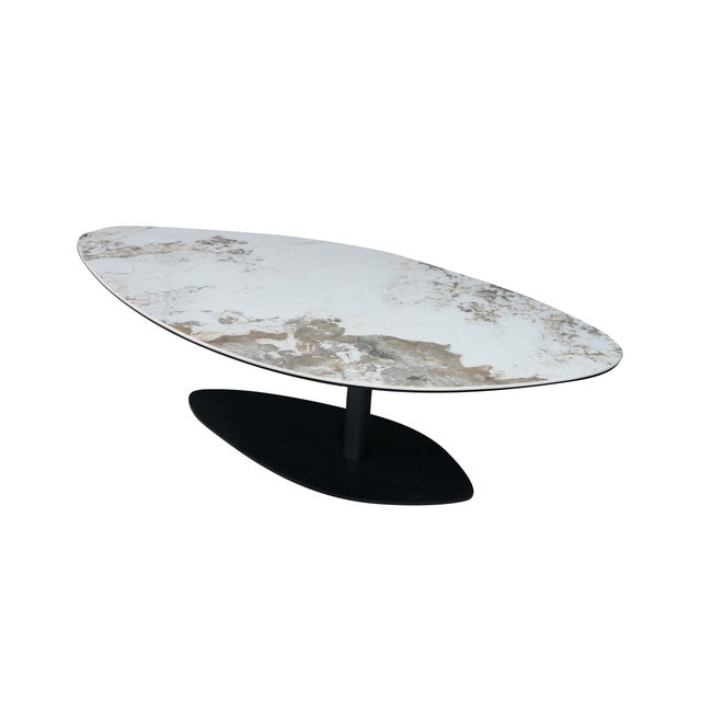 Contemporary Lerin Ceramic Faux Marble Modern Contemporary Coffee Table 57" For Sale - Image 3 of 16