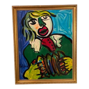 1970s Abstract Peter Keil Original Oil on Foam Board Framed Painting