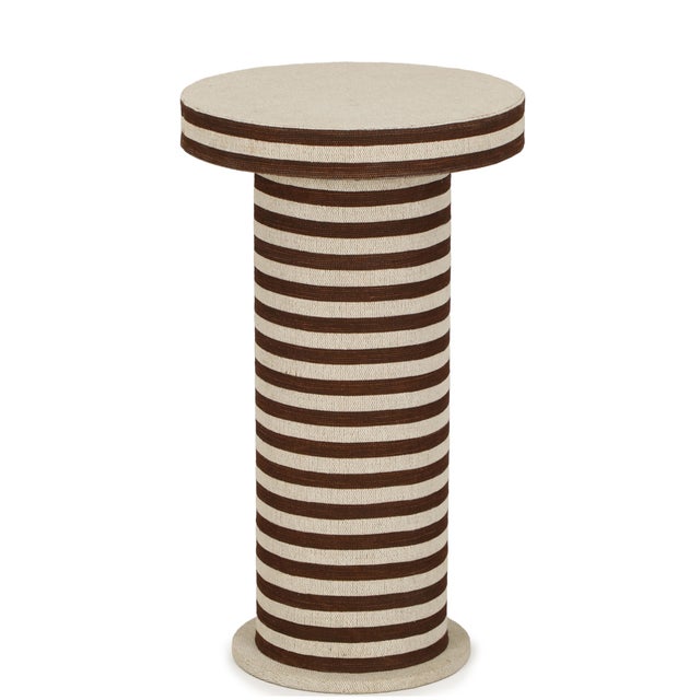 Lyra Natural Striped Cotton Jute Contract-Grade Side Table For Sale - Image 4 of 6