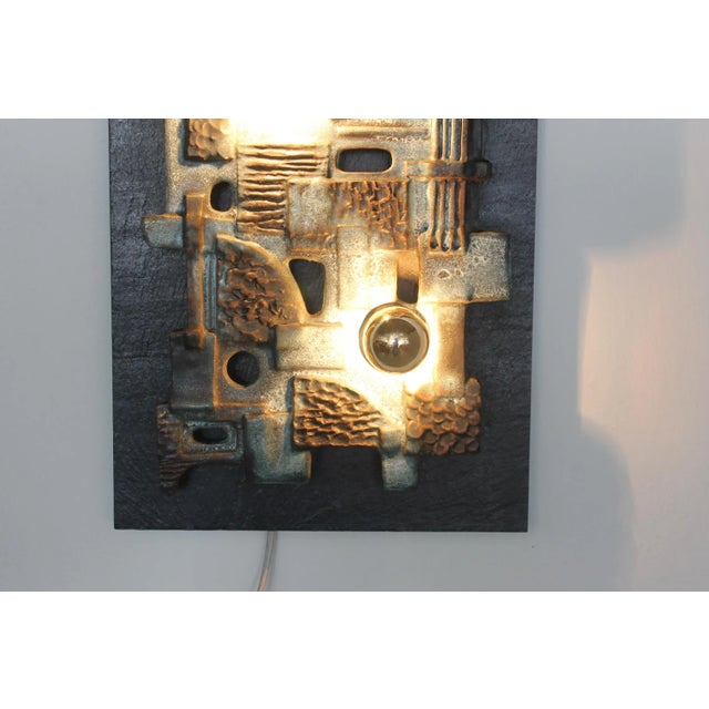 Ceramic Vintage Brutalist Wall Light Sculpture For Sale - Image 7 of 15