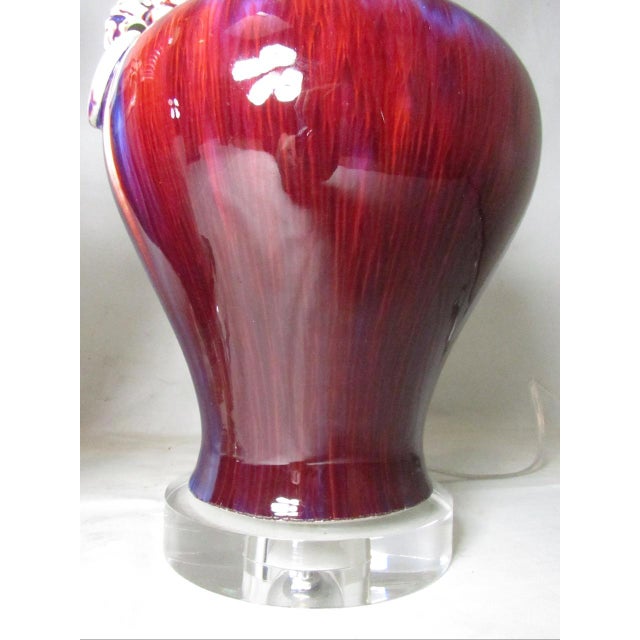 Asian Style Pair of Chinese Porcelain Flambé Lamps For Sale - Image 4 of 16