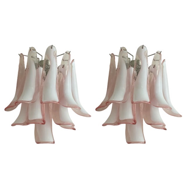 Pink Murano Glass Wall Lamps, Set of 2 For Sale