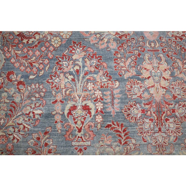 Early 20th Century Zabihi Collection Blue Pink Persian Sarouk Rug - 8'10" x 11'5" For Sale - Image 4 of 12